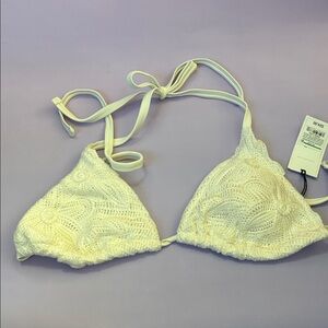 Shade & Shore Cream Crochet Bikini Top